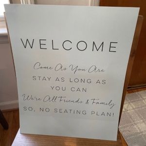 Dusty blue wedding welcome sign